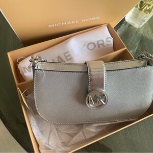 Michael Kors Metallic Silver Shoulder Bag